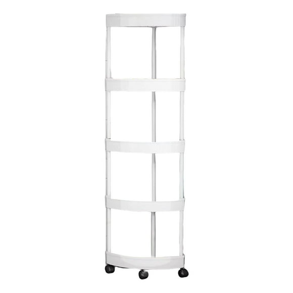 Ohufall Mobile Bathroom Corner Shelf Five Tier Rolling Cart With Wheels with Bathroom Organizers Snack Containers for Kitchen Living Room Snacks Toiletries