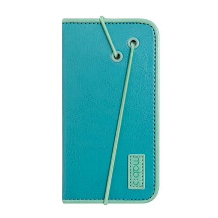 iPhone SE/5/5s Wallet Case by Mobc [Turquoise/Mint] Bandingbook Series Featuring Faux Leather with Elastic Closure & Free Screen