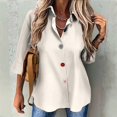 thumbnail image 6 of Womens Fashion Casual Button Down Shirt Long Sleeve Collar Loose Regular Blouses Fall Tops White S, 6 of 7