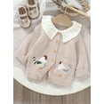 thumbnail image 3 of Baby Toddler Girl Sweater Cardigan 6 9 12 18 24 Months 2T 3T Rooster Embroidery Doll Collar Long Sleeve Button Down Tops for Fall Winter, 3 of 9