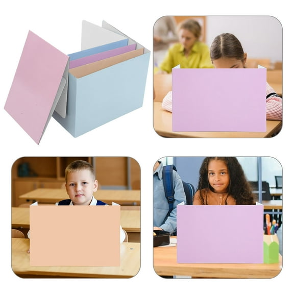 Worgeous 5pcs Student Desk Divider Privacy Panel for Classroom Office Easy Assembly 3 Sided Designed Paper Privacy Panel