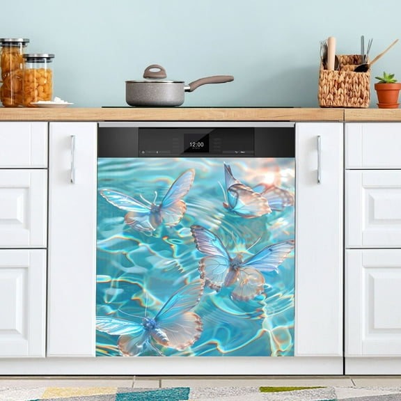 Butterflies on Water Dishwasher Magnet Cover Magnetic Fridge Door Cover Home Kitchen Decor 23"x 26"