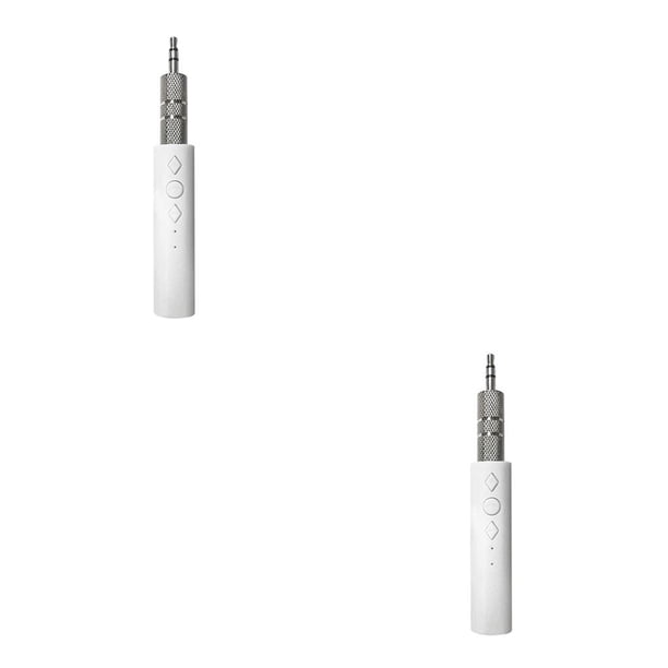sweethay 3.5mm Receptor Bluetooth Altavoz portátil auxiliar para automóvil Adaptador de audio inalámbrico Plug Play Blanco 2piezas