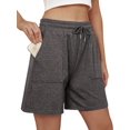 thumbnail image 2 of Women Sweat Shorts Summer Loose Athletic Short Drawstring Waist Lounge Running Shorts with Pockets Dark Gray XXL, 2 of 9