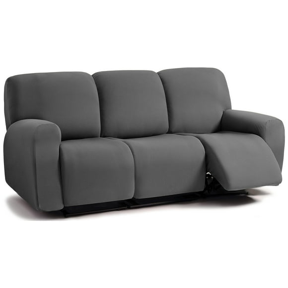 ULTICOR Jacquard 8-Pieces Recliner Sofa Covers Stretch Reclining Couch Covers for 3 Cushion Reclining Sofa Slipcovers Thick Soft Washable (Dark Grey, 3 Seater Recliner Cover)