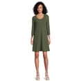 thumbnail image 2 of Time and Tru Women's Rib Knit Dress with 3/4-Length Sleeves, Sizes XS-XXXL, 2 of 5