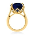 thumbnail image 3 of Gem Stone King 18K Yellow Gold Plated Silver Blue Created Sapphire and White Topaz Engagement Ring for Women (14.10 Cttw, 14MM Cushion, Size 9), 3 of 3