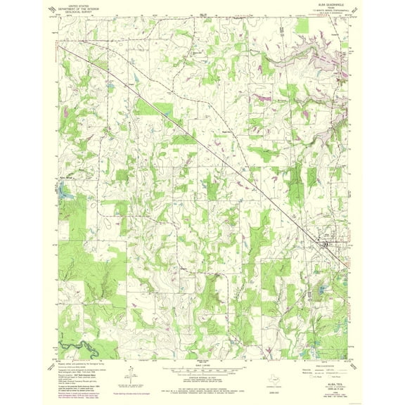 Topographical Map - Alba Texas Quad - USGS 1958 - Vintage Wall Art