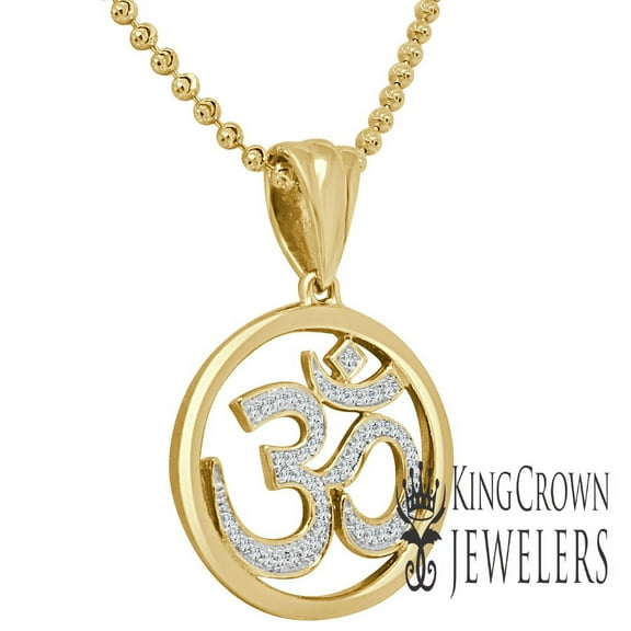 Genuine Diamonds OM Symbol Hindu Spiritual Yoga Mini Pendant Gold Tone Charm Set
