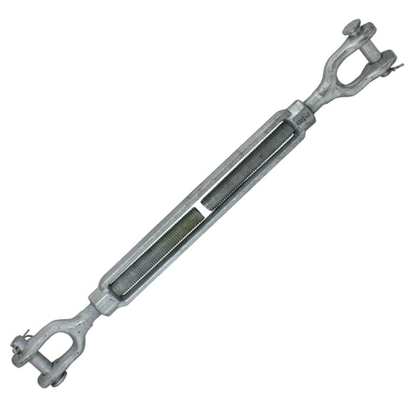 US Cargo Control 7/8 Inch x 12 Inch Jaw and Jaw Galvanized Turnbuckle, Working Load Limit 7,200 Pounds, Uses: Tower, Suspension, Mining, Rigging, Tensioning