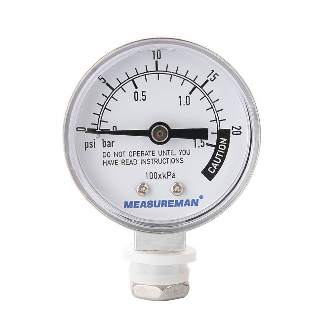 MEASUREMAN Medidor de presión de acero inoxidable para olla a presión, medidor de presión de vapor, dial de 2 pulgadas, montaje inferior que incluye junta hexagonal y tuerca