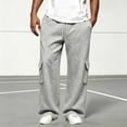 thumbnail image 2 of Men's Cargo Wide Leg Sweatpants Drawstring Elastic Waist Multi Pockets Straight Pants, Loose Drape Casual Trousers for Daily Loungewear and Walking, 2 of 6