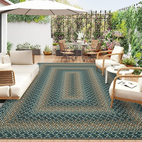 5x7 Washable Non Slip Area Rug Indoor Outdoor Stain Resistant Modern Bordered Slates Gray