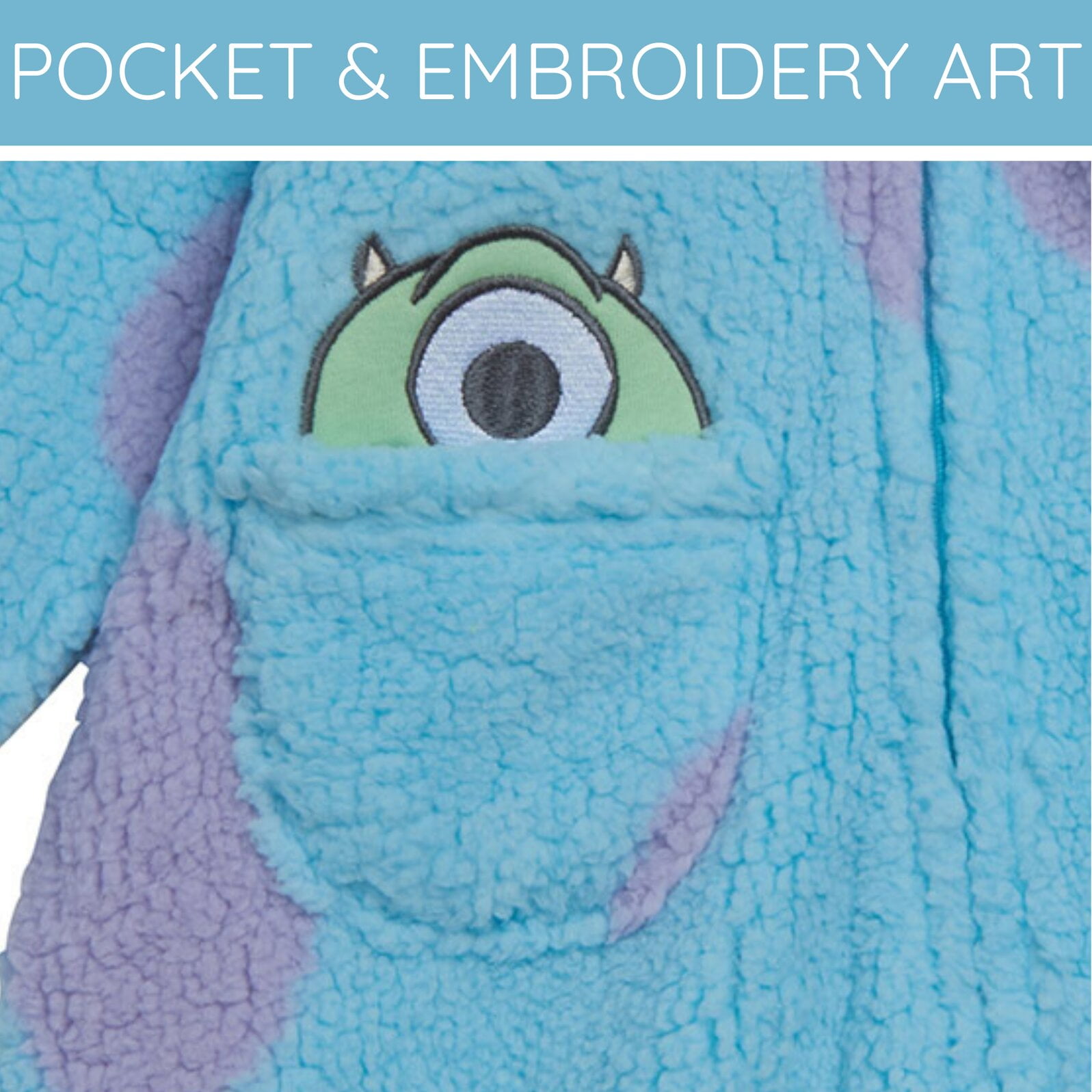 Disney Monsters Inc. Baby Boys' Cosplay Hooded One Piece Blue Sulley Mike