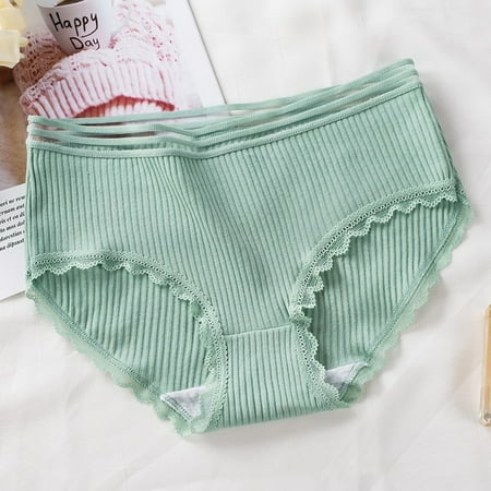 

Worallymy 3pcs Women Cotton Underwear Girl Breathable Briefs Moisture Wicking Elastic Panty with Lace Edge