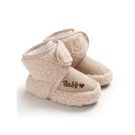 

Kesitin Toddler Snow Boots Prewalker Plush Ankle Boot Lining Crib Shoes Non-slip Lightweight Shoe Outdoor First Walkers Winter Bootie Khaki 5C