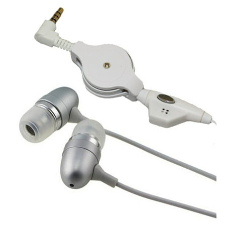 Metal Ace Headphone Amp Retractable Headset Handsfree Earphones Mic Metal Earbuds Headphones G5Z for Samsung Galaxy J7 (2018) Refine, J5, Halo Avant Amp 2 J3 (2018) Alpha A9 A6 A5 - Sonim XP3 - Verizon Ellipsis 8 HD ()