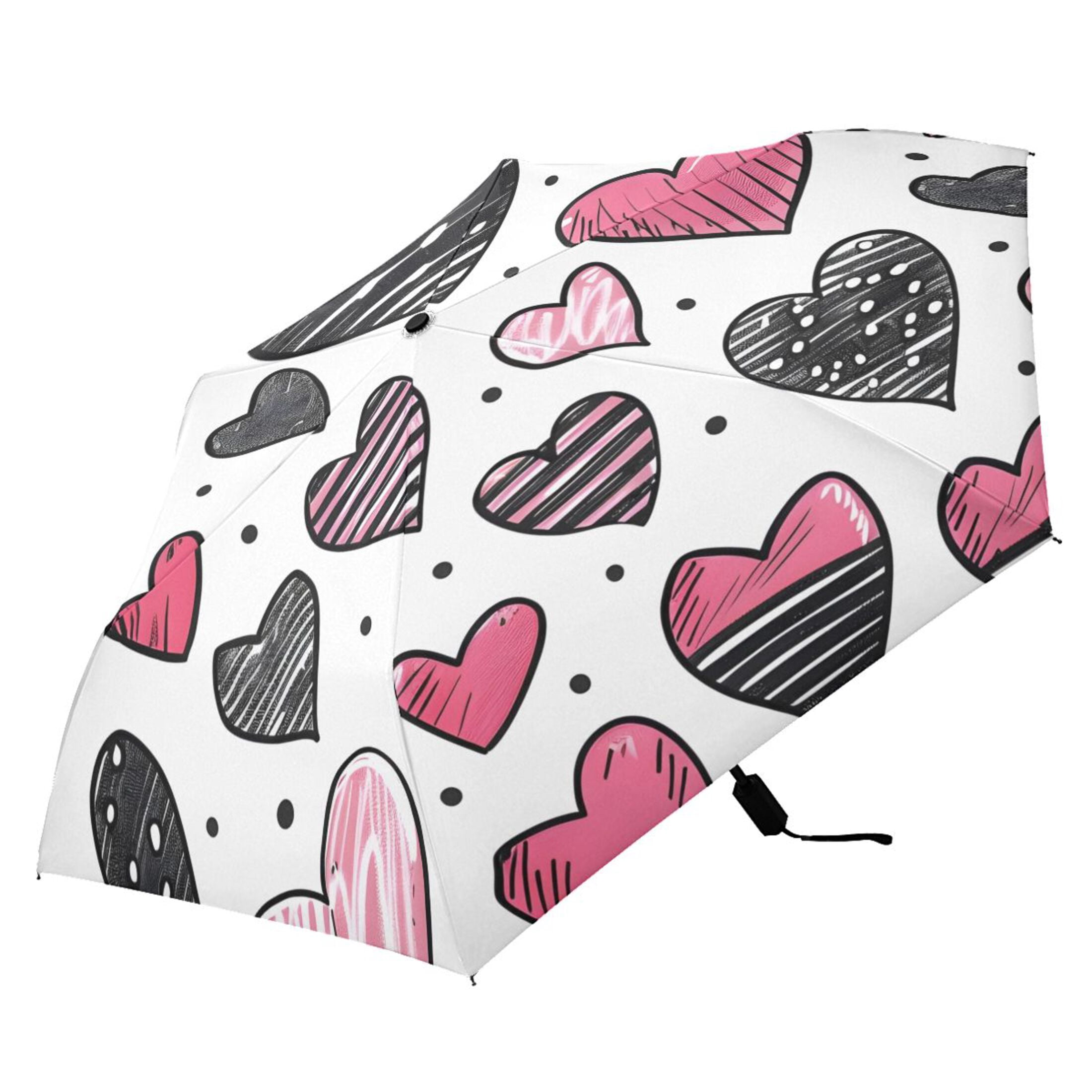 ALAZA Hearts UPF 50+ Compact Folding Umbrella for Rain Travel Umbrella Packable