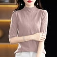 thumbnail image 4 of Wdgfv Wool Women's Pullover Sweater Fall Winter Semi High Neck Knitted Pullover Sweater Slim Fit Ribbed Texture Versatile Casual Blouse, 4 of 5