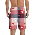 thumbnail image 3 of Kdxio Heart Plaid Print Mens Sleep Shorts Bottoms Soft Comfy Pajama Wear Pants with Drawstring Pockets, 3 of 7