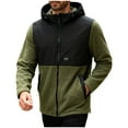 thumbnail image 2 of ZUKMRJPC Mens Polar Fleece Jacket Casual Lightweight Long Sleeve Patchwork Hooded Jackets Warm Cozy Full Zip Outdoor Coat with Pocket, 2 of 8