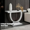 thumbnail image 2 of 47" Modern Faux Marble Console Table, Rectangular Top & U-Shaped Stainless Steel Base, Narrow Entryway Table for Entrance, Hallway, Foyer, or Living Room, 2 of 8