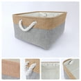 thumbnail image 2 of Unique Bargains Storage Bin with Handle Fabric Cube Grey/Brown 16*12.5*8in, 2 of 8