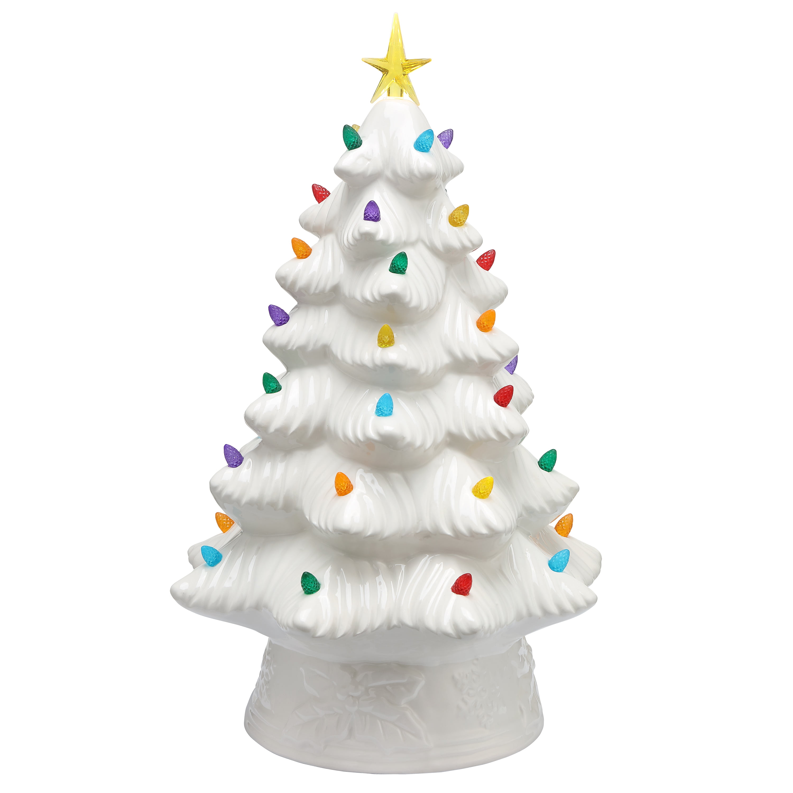 Mr Christmas Prelit Ceramic Christmas Tree 16 In Multiple Colors Walmart Com Walmart Com