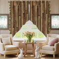 thumbnail image 5 of Swag Curtains Valances for Windows, Rustic Farmhouse Short Kitchen Window Curtains Over Sink, Brown Wood Textured Cafe Curtains Panel Set Of 2,Rod Pocket, 36 Inches Length, 5 of 9
