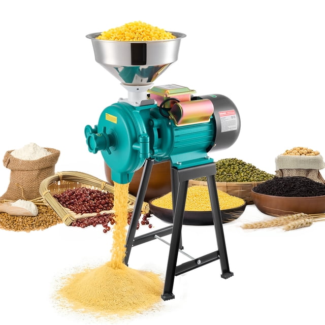VEVOR Electric Grain Mill Grinder, 110 lbs/H Commercial Spice Grinders, 1500W Cast Iron Pulverizer Powder Machine with Non-Slip Rubber Feet