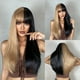 thumbnail image 1 of Peluca sintética larga y recta con flequillo para mujer, pelo falso suave y sedoso Natural, resistente al calor, color rubio, colorido, uso diario en fiestas, 1 of 4