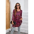 thumbnail image 5 of ENMAIN Womens Tunic Tops 3/4 Sleeve Plus Size Loose Fit Tunics Dressy Casual Red Floral Swing Top XL, 5 of 8