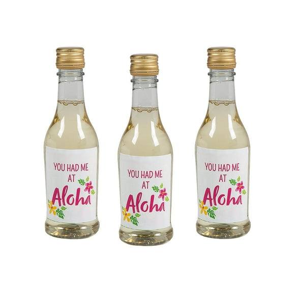 Luau Party You Had Me at Aloha Mini Wine Bottle Labels 12 Pieces