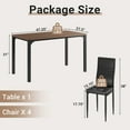 thumbnail image 6 of UHOMEPRO 5 Piece Dining Table Set with 4 Padded Faux Leather Chairs, Modern Rectangle Kitchen Table Set for 4, Compact Dining Room Table and Chair Set for Kitchen Dining Room Small Space, Brown+Black, 6 of 7