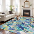 thumbnail image 2 of 6'x9' Area Rugs, Blue Teal Geometric Indoor Outdoor Area Rug for Living Room Bedroom, Grey Marble Abstract Art Modern Washable Bathroom Rugs Kitchen Floor Carpet Mats Home Decor Aesthetic, 2 of 8