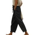 thumbnail image 4 of vigerkar 2025 Summer Women Casual Lightweight Drawstring Elastic Waist Pants with Pockets Black, XL, 4 of 7