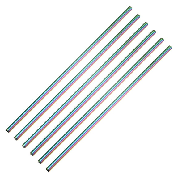 Unique Bargains Reusable Metal Straws 6Pcs, Stainless Steel Straight Straw 9.5" Long for Milk Shake Beverage Juice Rainbow
