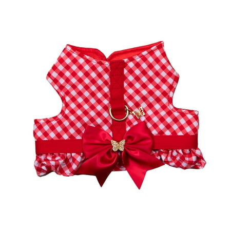 UPC: 0886440700225 | Dog Harness Doggy Parton Gingham Dog Harness with Bow Red XS
