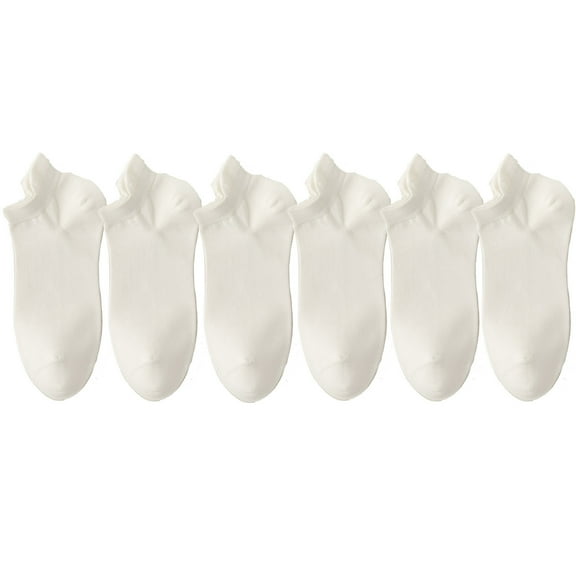 Xfvqtps 6 Pairs Mens Ankle Socks No Show Thin Mesh Ventilation Solid Color Simplicity Comfortable Breathable Soft Cotton Socks White