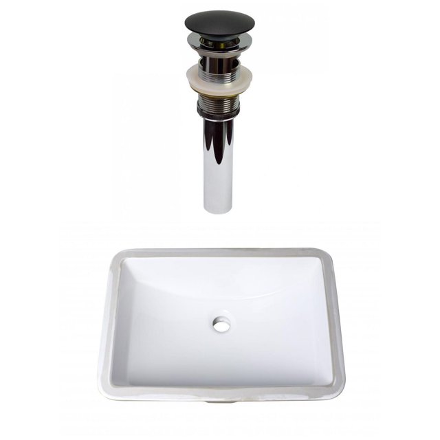 American Imaginations 20.75-in. W CUPC Rectangle Bathroom Undermount Sink Set In White - Black Hardware - Overflow Drain Incl. AI-31783