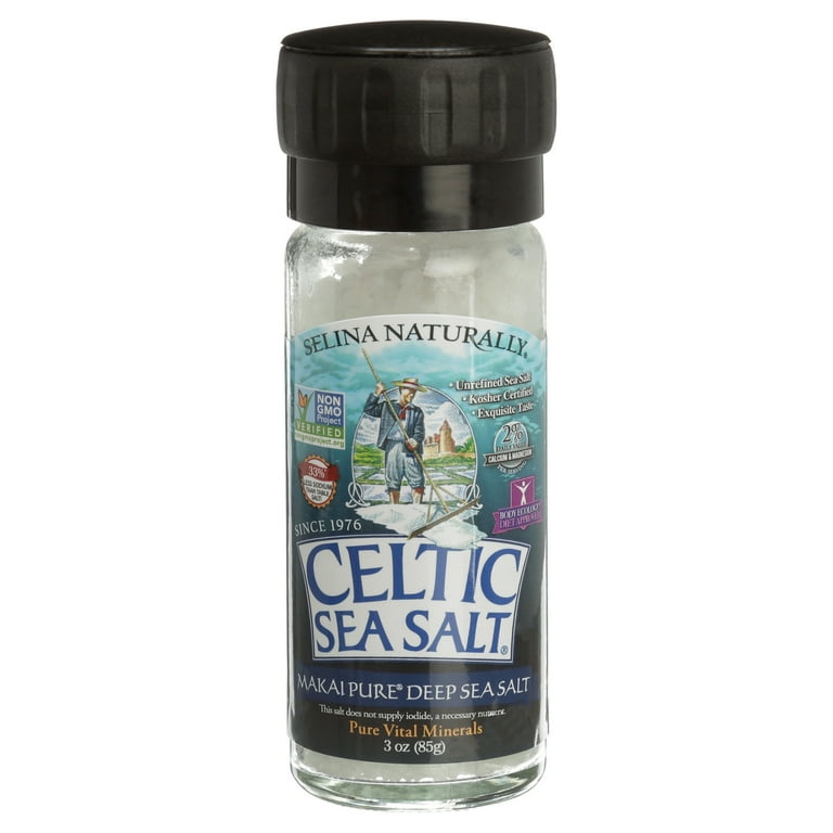Celtic Makai Sea Salt, 3.1 Oz Large Grinder, Naturally Unrefined