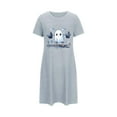 thumbnail image 5 of Camisón corto de talla grande para mujer, camisón de manga corta con estampado de pecho a la moda, camisón para mujer, 5 of 5