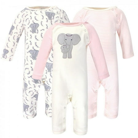UPC: 0660168660845 | Touched by Nature Baby Girl Organic Cotton Coveralls 2pk Girl Elephant 9-12 Months