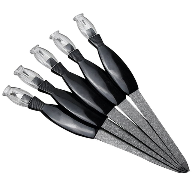 HLONK Nail File Cuticle Files Pusher Trimmer Buffering Board Emery Side Double Tool Metal Steel Sanding Stainless Fork Skin