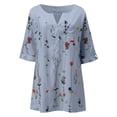 thumbnail image 2 of Abcnature Women Long Sleeve Tunic Tops Button Down Chiffon Shirts Floral Printed/Solid Henley V Neck Blouses Blue S, 2 of 5