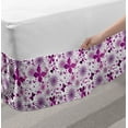 thumbnail image 2 of Butterfly Bed Skirt, Flora and Fauna Image with Contrast Colors Hand Drawn Natural Pattern Vintage, Elastic Bedskirt Dust Ruffle Wrap Around for Bedding Decor, 4 Sizes, Purple White, by Ambesonne, 2 of 2