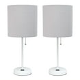 thumbnail image 1 of LimeLights White Stick Lamp with Charging Outlet and Fabric Shade 2 Pack Set, 1 of 8