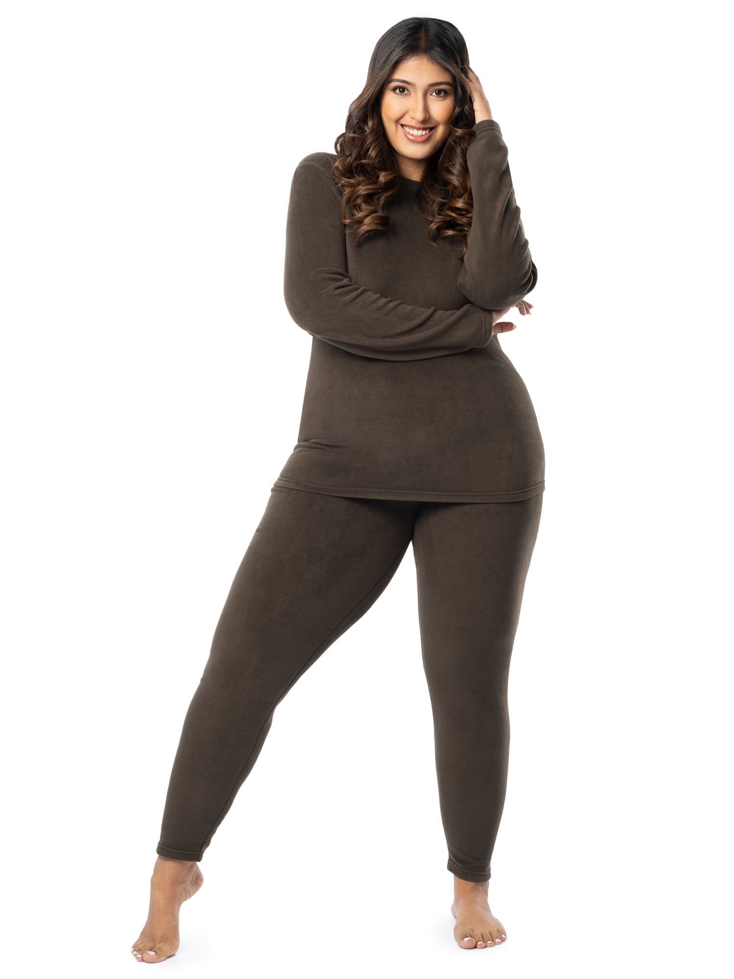 Fruit of the Loom Women's Stretch Fleece Thermal Top and Bottom Set, Sizes S-4X