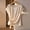 Beige, variant on Ussuma Crew Neck Tie Up Women's Blouses Short Sleeve Ruffle Stylish Solid Color Vintage Fashionable Women Shirts Elegant and Intellectual Work Date Outdoor Photography