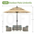 thumbnail image 5 of Scafild | 10ft Outdoor Patio Umbrellas with Solar Lights, 3 Tier Vented Large Market Table Umbrella with 8 Sturdy Ribs & 1.5" Pole UV Protection for Garden Deck Backyard Pool - Beige, 5 of 9